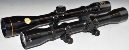 Two Nikko Stirling rifle scopes Silver Crown 6x40 and Special 4x32, both with scope mounts.