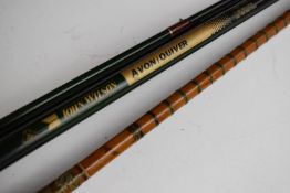 John Wilson for Masterline Avon quiver coarse fishing rod and a split cane spinning rod 'Conqueror',