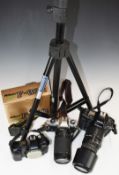 Nikon cameras and accessories to include Nikon F90X SLR camera fitted with Sigma 70-300mm 1:4-5.6