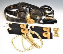 Royal Navy uniform accessories / accoutrements including two sword belts, one by Gieves, the other E