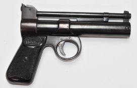 Webley Junior .177 air pistol with named and chequered grips and adjustable sights, serial number