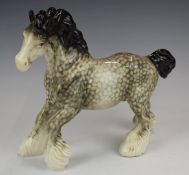 Beswick cantering shire in rocking horse grey colourway, H21cm