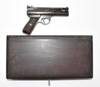 Webley Senior .177 air pistol with chequered Bakelite grips and adjustable sights, serial number