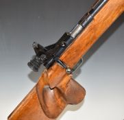 Anschutz model 1410 Match 54 .22 bolt-action target rifle with chequered thumb hole grip, raised