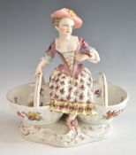 19thC German figural sweetheart dish with AR to base, H15cm