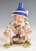Derby Mansion House dwarf and two miniature Derby figures, tallest 16.5cm