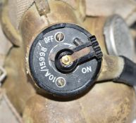 Royal Air Force blue flying helmet 22c / 1392, size H, with mask, both with broad arrow mark