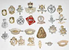 Approximately twenty five anodised cap badges including The Leeds Rifles, Queen's Regiment, 16th