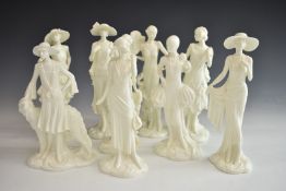 Nine Royal Worcester figurines from the Vogue collection, tallest 21cm