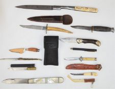 Small collection of knives including two by William Rogers, five small souvenir examples and three
