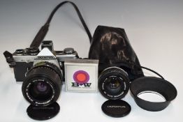 Olympus OM2 35mm SLR camera with 50mm 1:1.8 and 35-70mm 1:4 lenses