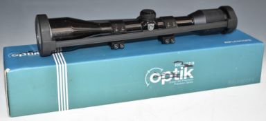 Nikko Stirling Platinum 6x45 WA rifle scope with scope mounts and lens covers, in original box.