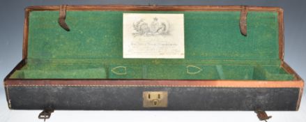 Leather and canvas bound shotgun carry case with 'Cogswell & Harrison Gun, Rifle & Pistol