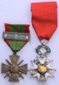 French Legion d'Honneur and a Croix de Guerre