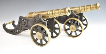 Pair of model cannon with cast brass barrels, overall length 47cm
