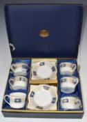 Coalport boxed six place setting coffee set decorated in the Palladian pattern