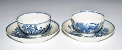 Two first period Worcester tea bowls and saucers, H4.5cm