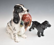 Royal Doulton spaniel with pheasant (larger size) and Cocker Spaniel, tallest 17cm