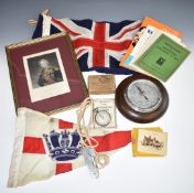 Framed picture of Lord Nelson (13 x 17cm) engraved by T Woolnoth, Navy ensign / flag (93 x 44cm),