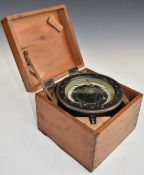 Ship's bulkhead compass, possibly Japanese, with fitted box