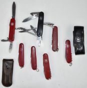 Seven various Swiss Army knives, two with eight blades/tools, longest blade 7cm. PLEASE NOTE ALL