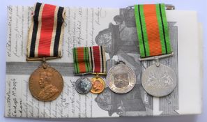 WW2 Defence Medal and Special Constable Long Service Medal for Arthur Searle, his miniatures and