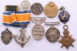 British Army WW1 medal trio comprising 1914-1915 Star, War Medal and Victory Medal named to 15258