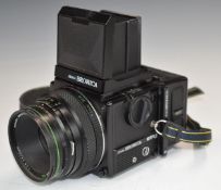 Zena Bronica medium format camera, with 120 film back, waist level finder and 1:2.8 75mm lens