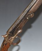 Belgian .410 folding poacher's shotgun with chequered grip and forend, skeleton stock and 24.5
