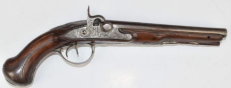 Unnamed percussion converted from flintlock hammer action double barrelled side by side pistol