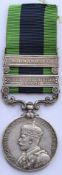 India General Service Medal 1909 with clasps for North West Frontier 1930-31 and Mohmand 1933, named