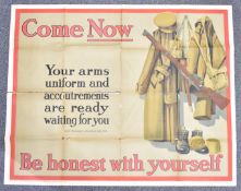 WW1 The Parliamentary Recruiting Committee, London military poster number 130 'Come now be honest