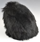 British Army Guards Division bearskin hat with wicker cane work interior and leather backed chin