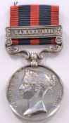 British Army Indian General Service Medal 1854 with clasp for Samana 1891, renamed to 1905 Cpl