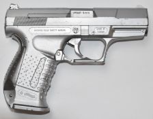 Walther P99 6mm airsoft pistol with shaped composite grip and multi-shot magazine, NVSN.