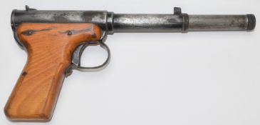 Diana Model 2 .177 air pistol with named barrel and wooden grips, NVSN.