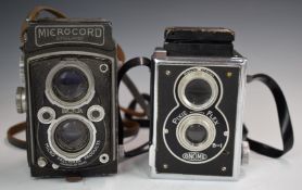 Microcord TLR camera, fitted with Ross Xpres 77.5mm f3.5 lens, together with a Gnome Pixie-Flex