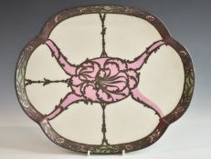 Sèvres shaped tray or dish decorated in the Art Nouveau style, 28 x 24cm
