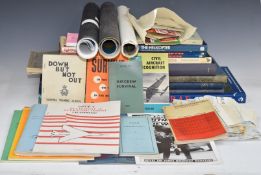Collection of Royal Air Force ephemera including Cold War fabric escape maps for France / Germany,