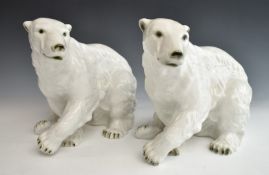 Two Royal Dux polar bears