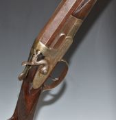 Unnamed 12 bore single barrelled percussion hammer action shotgun with engraved lock, hammer,