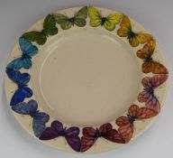 Dennis Chinaworks signed limited edition no 82 large charger / shallow dish with butterfly