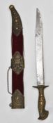 Continental hunting knife/court dagger with decorated grip and sheath, blade length 30cm. PLEASE