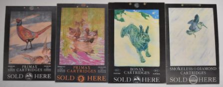 Four modern Kynoch Primax and Nobel Smokeless Diamond shotgun cartridge shop display or