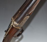 Webley & Scott 12 bore side by side ejector shotgun with named and engraved lock, border engraved