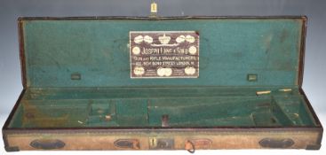 Leather and canvas bound shotgun carry case with 'Joseph Lang & Son Ld Gun & Rifle Manufacturers,