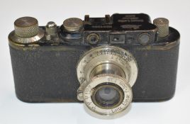 Leica II 35mm rangefinder camera, serial number 91384, circa 1932, fitted with Leitz Elmar 5cm 1:3.5