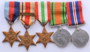 British Army WW2 medals comprising 1939-1945 Star, Africa Star with clasp for 1st Army, Italy
