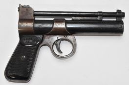 Webley Junior .177 air pistol with named and chequered grips and adjustable sights, serial number