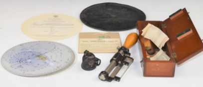 Cased Cotton Type Mk II range finder by E R Watts & Son London, Type E2 cockpit compass with broad